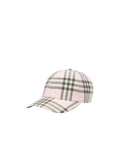 Burberry Checked Baseball Cap In Pink