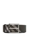 Burberry Shield Buckle Check Belt In Black