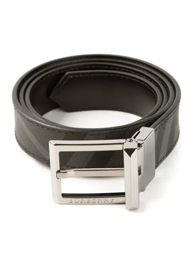 Burberry Checked Belt In Gray