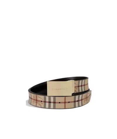 Burberry Checked Belt In Nude