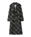 Burberry Green Oversized Double-breasted Trench Coat With Check Motif In Twill Woman In Black
