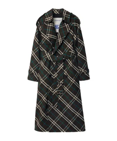 BURBERRY BURBERRY DOUBLE BREASTED BELTED CHECKED COAT
