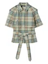 Burberry Checked Belted Trench Shirt In Multi