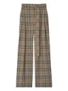 Burberry Check Belted Wide-leg Trousers In Brown