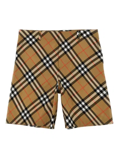 Burberry Babies' Checked Bermuda Shorts In Brown