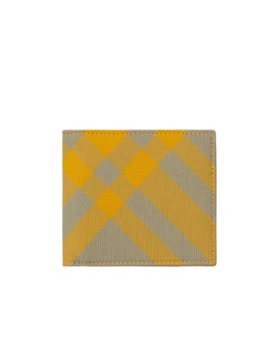 Burberry Yellow Check Bifold Wallet In Hunter
