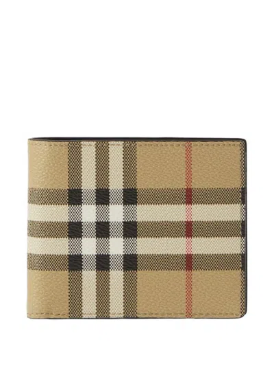 Burberry Checked Bi-fold Wallet In Sand