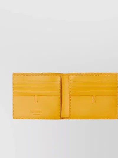 Burberry Checked Bi-fold Wallet With Knitted Sunflower Accents In Orange
