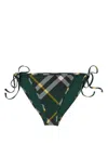 Burberry Dark Green Checked Bikini Briefs In Green