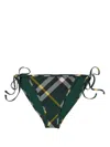 Burberry Dark Green Checked Bikini Briefs In Green