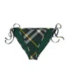 Burberry Dark Green Checked Bikini Briefs In Green