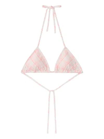 Burberry Checked Bikini Top In Pink