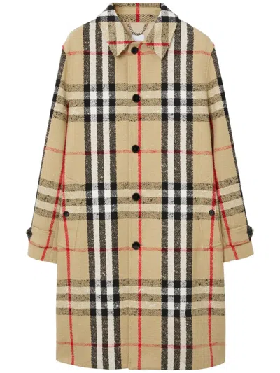 Burberry Checked Bouclé Car Coat In Neutral