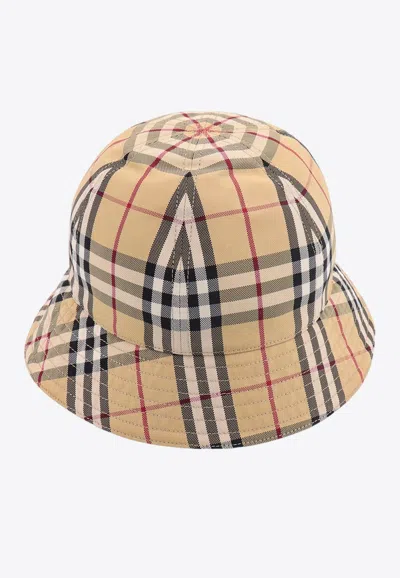 Burberry Checked Bucket Hat In Beige