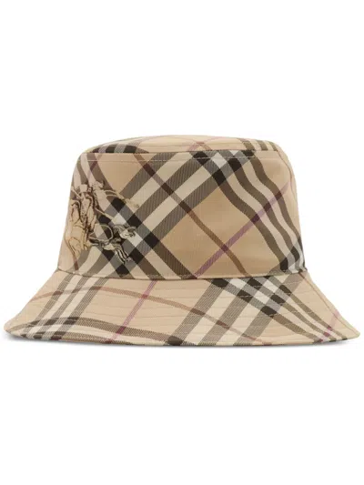 Burberry Checked Bucket Hat In Neutrals