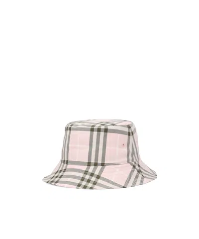 Burberry Checked Bucket Hat In Pink