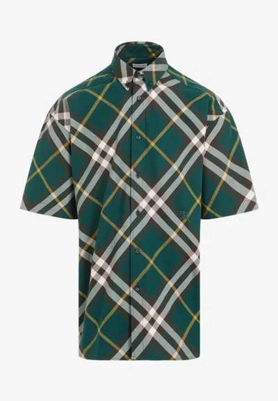 Burberry Checked Button-down Shirt In Green