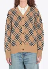 Burberry Check V-neck Cardigan In Wool And Mohair Blend