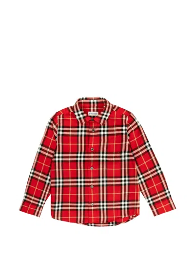 Burberry Kids' Checked Buttoned Shirt In Red