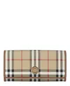 Burberry Checked Calfskin Leather Wallet With Gold-tone Hardware In Neutral