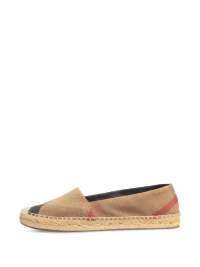 Pre-owned Burberry Checked Canvas Espadrilles In Neutral