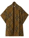 Burberry Check Wool Blend Cape In Brown