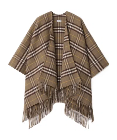 Burberry Checked Cape In Brown
