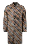 Burberry Check Pattern Polyester Raincoat In Black
