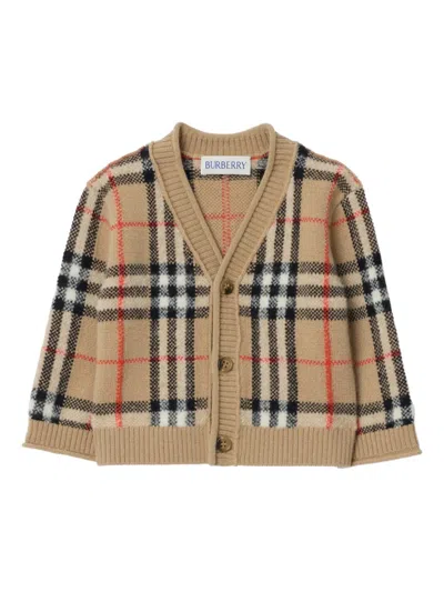 Burberry Babies' Checked Cardigan In Neutral
