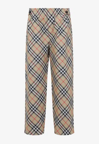 Burberry Checked Cargo Pants In Beige
