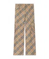 Burberry Beige Cargo Pants With Vintage Check Motif In Linen And Cotton Blend Man In Nude