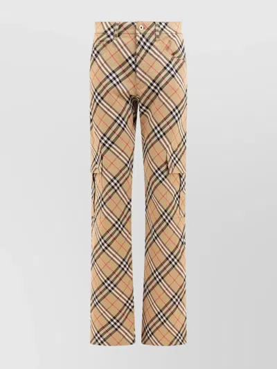 BURBERRY CHECKED CARGO TROUSERS BELT LOOPS