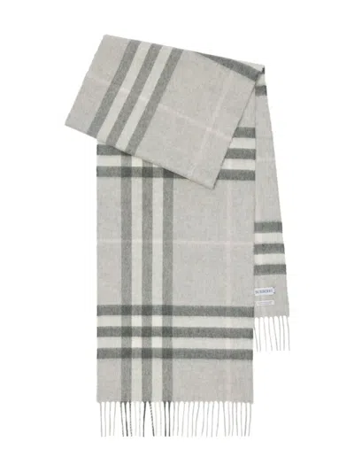 Burberry Checked Cashmere Scarf In Gray