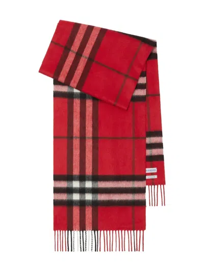 Burberry Checked Cashmere Scarf In Red