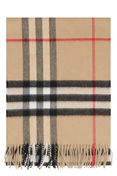 Burberry Checked Cashmere Scarf In Brown
