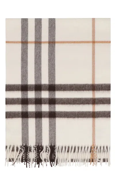 Burberry Checked Cashmere Scarf In Neutral