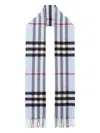 Burberry Soft Fringe Checked Scarves In Azzurro