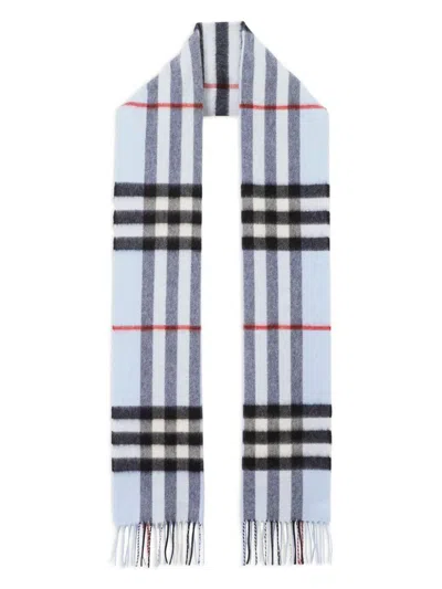 Burberry Checked Cashmere Scarf In Blue