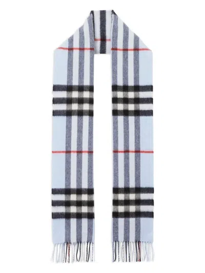 Burberry Checked Cashmere Scarf In Blue