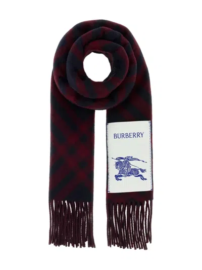Burberry Checked Cashmere Scarf In Blue