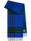 Burberry Checked Cashmere Scarf In Blue