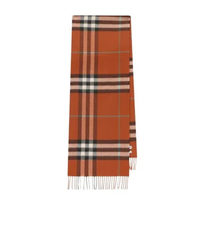 Burberry Checked Cashmere Scarf In Brown