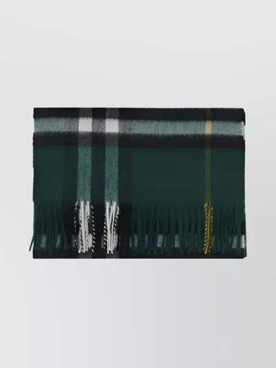 BURBERRY CHECKED CASHMERE SCARF FRINGED EDGES