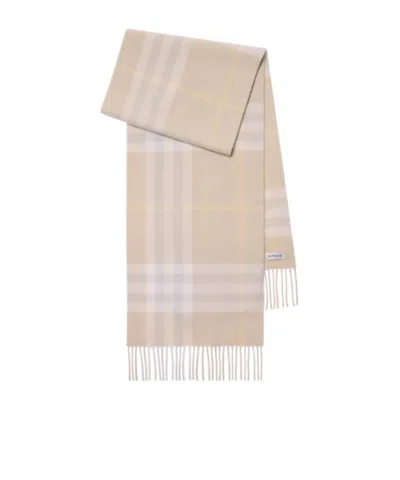 Burberry Checked Cashmere Scarf In Gray