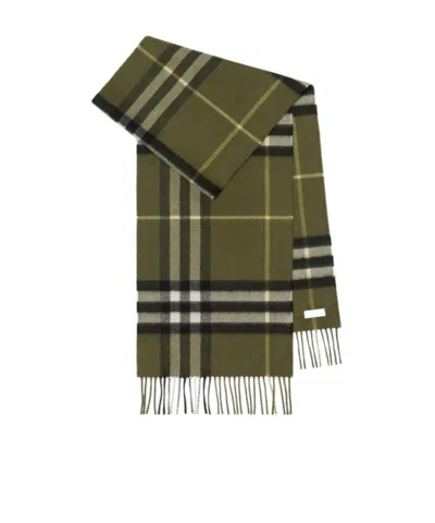 Burberry Checked Cashmere Scarf In Gray