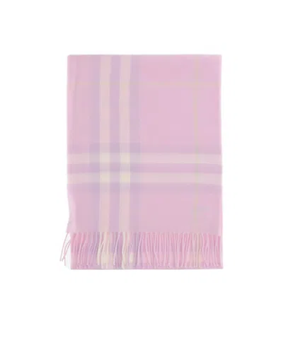 Burberry Checked Cashmere Scarf In Pink
