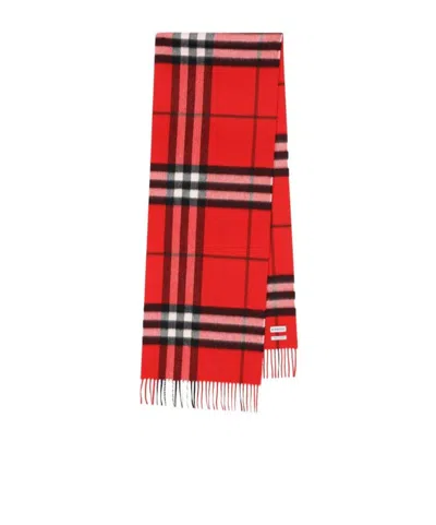 Burberry Checked Cashmere Scarf In Red