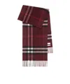 Burberry Check Patterned Cashmere Scarf Fringed Edges In Red