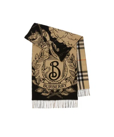 Burberry Checked Cashmere Scarf In Sand