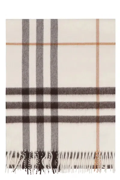 Burberry Checked Cashmere Scarf In Brown
